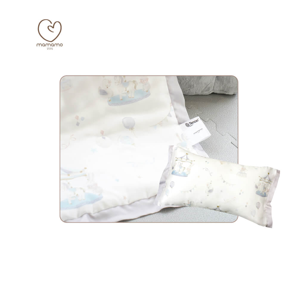 เซตผ้าห่มและปลอกหมอน MAMAMO ผ้า TENCEL ลาย PASTEL CAROUSEL เกรดพรีเมียม ผ้านุ่มสบาย หายใจผ่านได้ พร้อมส่ง